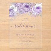 Enchanted Lavender Bridal Shower Acryleinladungen (Vorderseite)