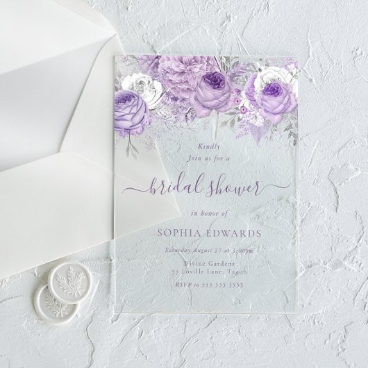 Enchanted Lavender Bridal Shower Acryleinladungen