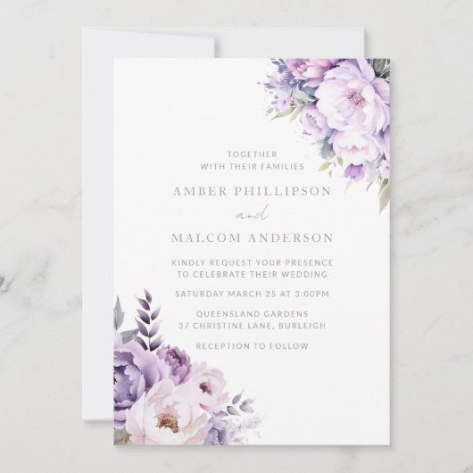 Enchanted Lavender Haze Floral Wedding Invitation Einladung (Vorderseite)