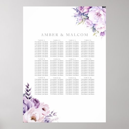 Enchanted Lavender Haze Wedding Seating Chart Poster (Vorne)