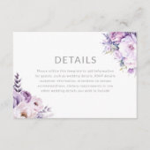 Enchanted Lavender Purple Floral Wedding Details Begleitkarte (Vorderseite)