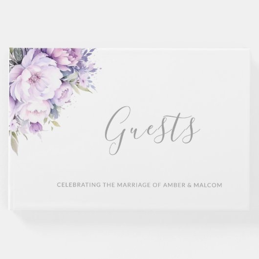 Enchanted Lavender Purple Floral Wedding Gästebuch (Vorderseite)