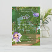 Enchanted Lila Fairy Birthday Einladung (Stehend Vorderseite)