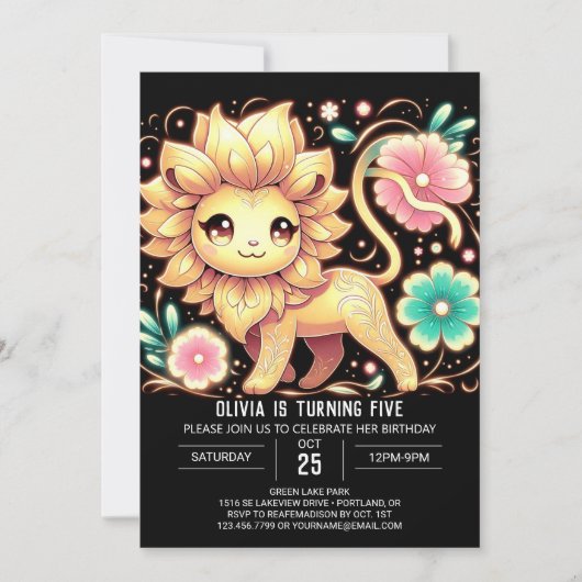 Enchanted Lion Digital Geburtstag Einladung (Vorderseite)