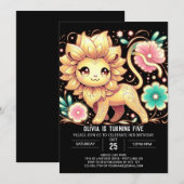 Enchanted Lion Digital Geburtstag Einladung (Vorne/Hinten)