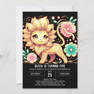 Enchanted Lion Digital Geburtstag Einladung