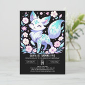 Enchanted Little Fox Digital Geburtstag Einladung (Stehend Vorderseite)