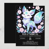 Enchanted Little Fox Digital Geburtstag Einladung (Vorne/Hinten)