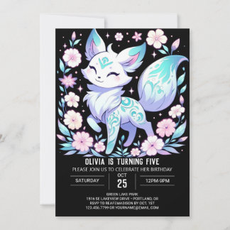 Enchanted Little Fox Digital Geburtstag Einladung