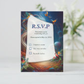 Enchanted Magical Fantasy Creations RSVP Karte (Stehend Vorderseite)