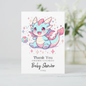 Enchanted Majestic Dragon Baby Shower Dankeskarte (Stehend Vorderseite)