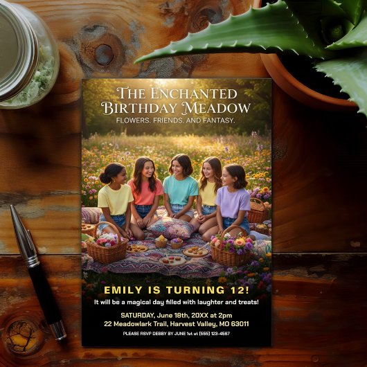Enchanted Meadow Birthday Party Einladung