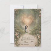 Enchanted Medieval Heart Forest Romantic Wedding RSVP Karte (Rückseite)
