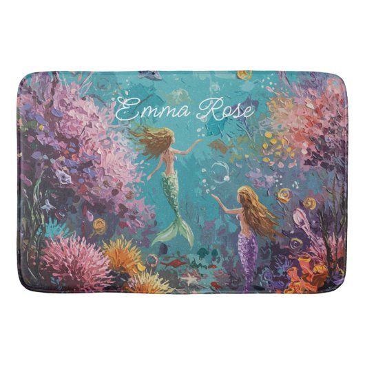 Enchanted Mermaid Underwater Scene Badematte (Vorderseite)