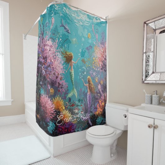 Enchanted Mermaid Underwater Scene Duschvorhang (Beispiel)