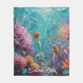 Enchanted Mermaid Underwater Scene Fleecedecke (Vorderseite)