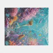 Enchanted Mermaid Underwater Scene Fleecedecke (Vorderseite (Horizontal))
