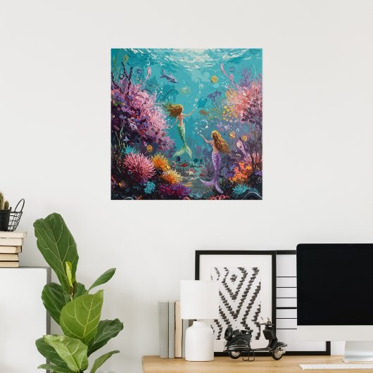 Enchanted Mermaid Underwater Scene Poster (Heimbüro)