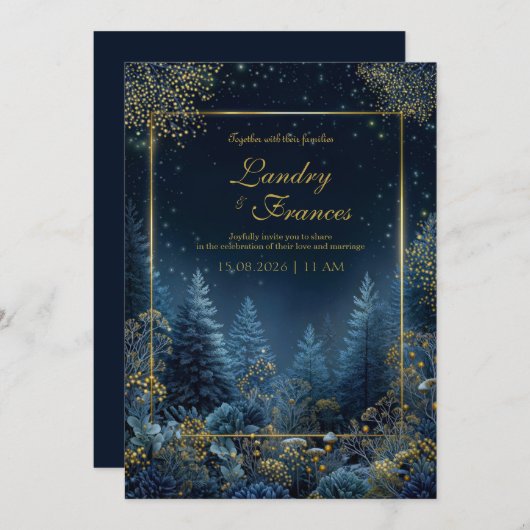 Enchanted Midnight Forest Wedding Einladung (Vorne/Hinten)