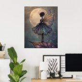 Enchanted Moonlight Fairy Watercolor Fantasy Art Poster (Heimbüro)