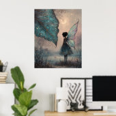 Enchanted Moonlit Leaf Fairy Fantasy Art Poster (Heimbüro)