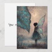 Enchanted Moonlit Leaf Fairy Watercolor Fantasy Einladung (Vorne/Hinten)