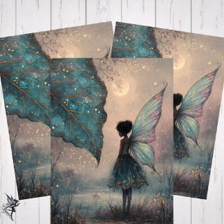 Enchanted Moonlit Leaf Fairy Watercolor Fantasy Geschenkpapier Set