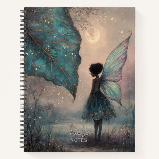 Enchanted Moonlit Leaf Fairy Watercolor Fantasy Notizblock