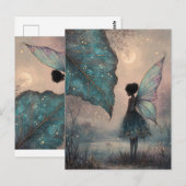 Enchanted Moonlit Leaf Fairy Watercolor Fantasy Postkarte (Vorne/Hinten)