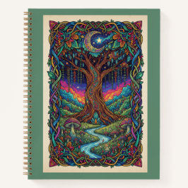 Enchanted Moonlit Tree of Life Zentangle Journal Notizblock