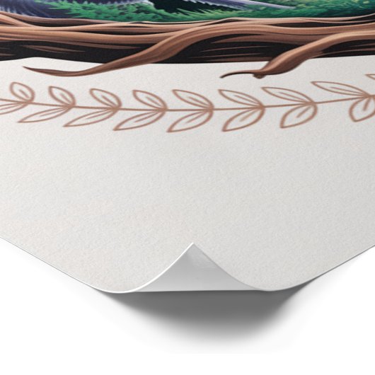 Enchanted Moonlit Wolves and Psychedelic Mushrooms Poster (Ecke)