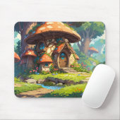 Enchanted Mushroom Village in the Forest – Dreamy Mousepad (Mit Mouse)