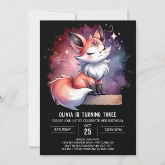 Enchanted Nature Fox Geburtstag digital Einladung