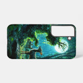 Enchanted nature guardian feeding a baby fawn samsung galaxy hülle (Rückseite (Horizontal))