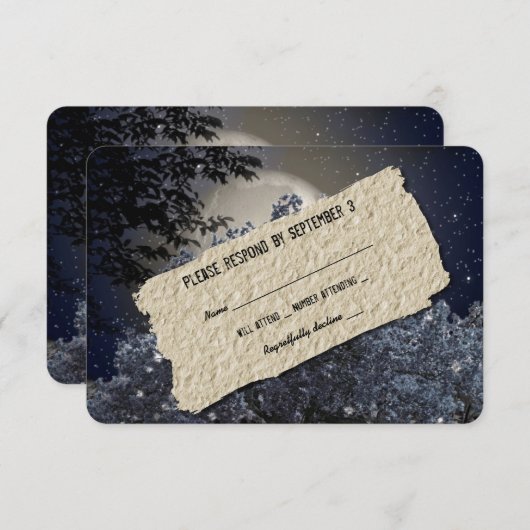 Enchanted Night Blue Tree UAWG RSVP Karte (Vorne/Hinten)