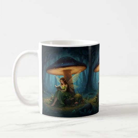 Enchanted Night Fairy Reading a Book Kaffeetasse (Links)
