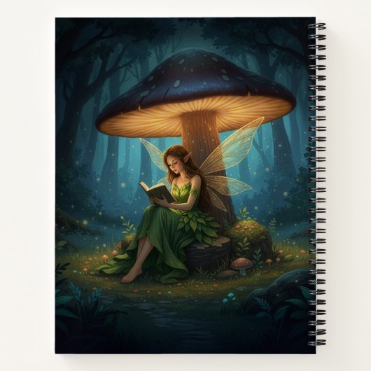 Enchanted Night Fairy Reading a Book Notebook Notizblock (Rückseite)