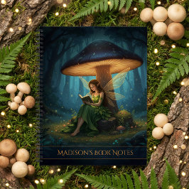 Enchanted Night Fairy Reading a Book Notebook Notizblock