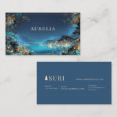 Enchanted Night Floral Cityscape Lake Gold Frame Visitenkarte (Vorne/Hinten)