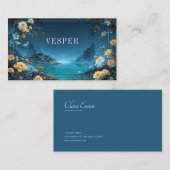 Enchanted Night Floral Yellow Rose Cityscape Visitenkarte (Vorne/Hinten)