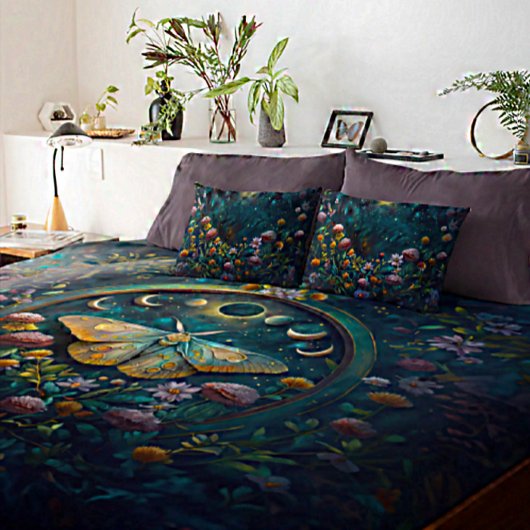 Enchanted Night Garden Celestial Floral Dreamscape Kissenbezug