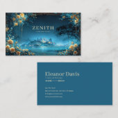 Enchanted Night Landscape Gold Rose Floral Palace Visitenkarte (Vorne/Hinten)