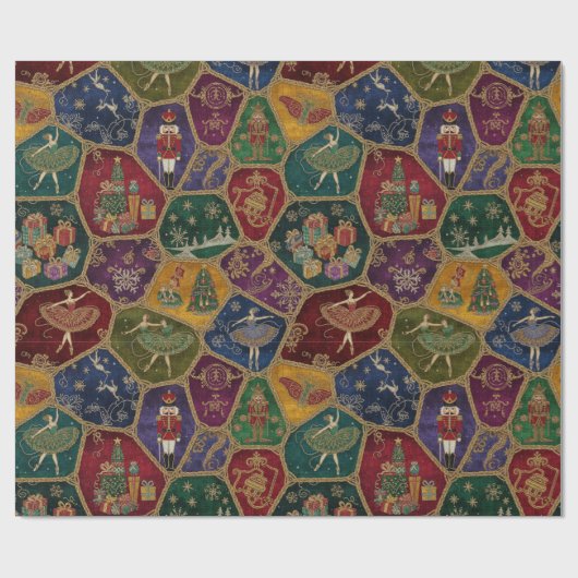 Enchanted Nutcracker Ballet Christmas Geschenkpapier (Flach)