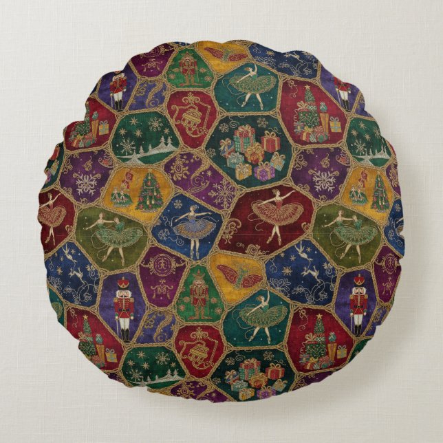 Enchanted Nutcracker Ballet Christmas Rundes Kissen (Vorderseite)