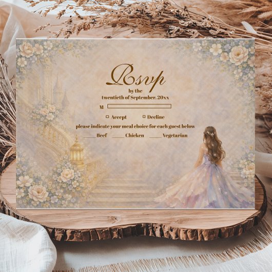 Enchanted Palace Fairytale Quinceañera RSVP Karte