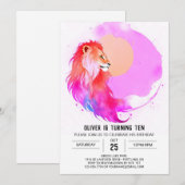 Enchanted Pastel Lion Birthday Einladung (Vorne/Hinten)