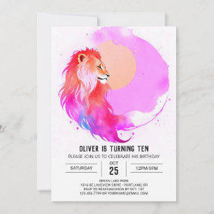 Enchanted Pastel Lion Birthday Einladung
