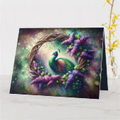 Enchanted Peacock Floral Wreath Karte (Gelbe Blume)