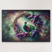 Enchanted Peacock Floral Wreath Puzzle (Horizontal)