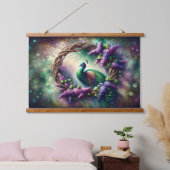 Enchanted Peacock Floral Wreath Wandteppich Mit Holzrahmen (Schlafzimmer)